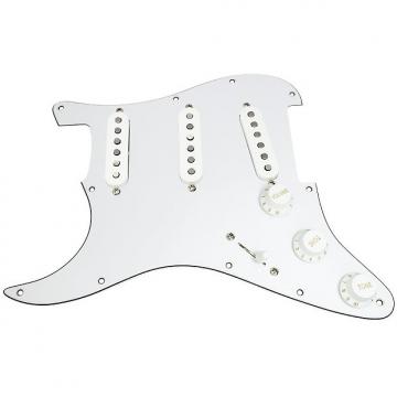 Custom Loaded LEFT HANDED Strat Pickguard, Fender Deluxe Drive, White/White