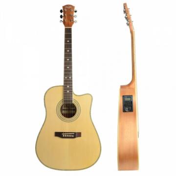 Shuffle 41&quot; Cutaway Electric Acoustic Guitar Wood Color with Pick Strings
