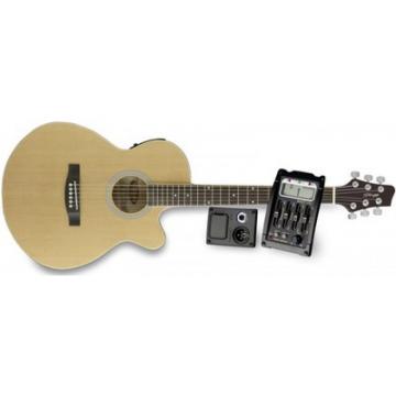 Great New Stagg Model Natural Deluxe Electric Acoustic Concert Size Guitar