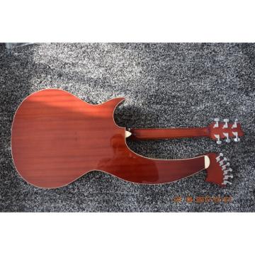 Custom Made Natural Finish Double Neck Harp Acoustic Guitar In Stock