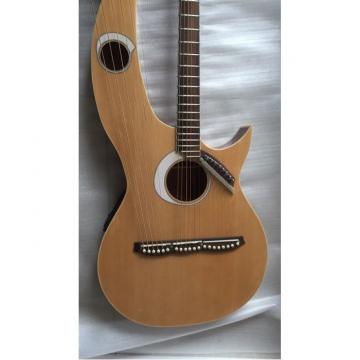 Custom Built Natural Double Neck Harp Acoustic Guitar