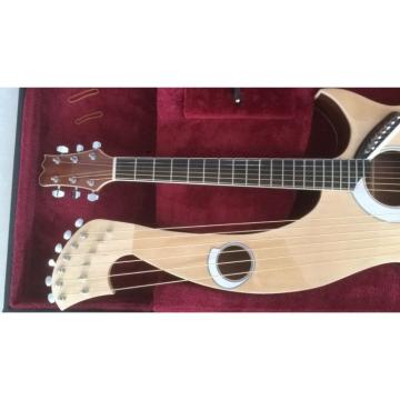 Custom 6 6 8 String Acoustic Electric Double Neck Harp Guitar