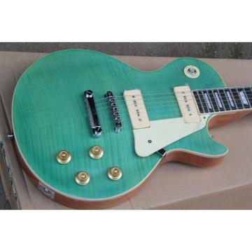 Custom Shop Teal Flame Maple Top LP P90 Electric Guitar