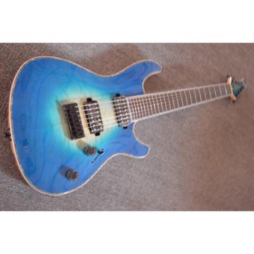 Custom Built Regius 7 String Trans Blue Mayones Guitar