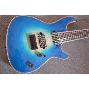 Custom Built Regius 7 String Trans Blue Mayones Guitar