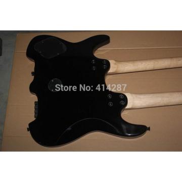 Custom Shop Double Neck Black Steinberger 24 Frets Headless Electric Guitar