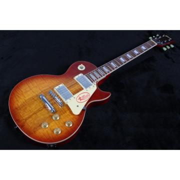 Custom Cherry Yellow Carved Plain Mahogany Top Electric Guitar