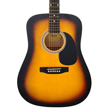Fender Squier Dreadnought Acoustic Guitar Bundle with Hardshell Case, Guitar Stand, Tuner, Strap, Strings, and Picks - Sunburst