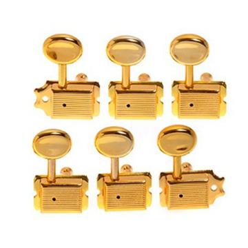 Musiclily Vintage Style Semiclosed 6-in-line Electric Guitar Tuner Tuning Key Pegs Machine Head Set Right Hand for Fender Squier Guitar Replacement, Gold