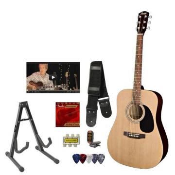 Squier by Fender Acoustic Guitar with Strings, Strap, Stand, Clip-On Tuner, Picks and Online Lesson