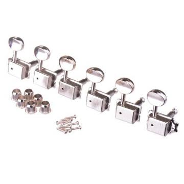 Musiclily 6-in-line Vintage Style Tuning Keys Pegs Machine Head Tuners for Fender ST Strat Stratocaster Telecaster Guitar, Nickel