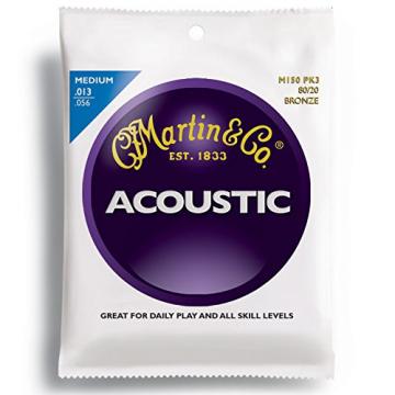 Martin M150 80/20 Acoustic Guitar Strings, Medium 3 Pack