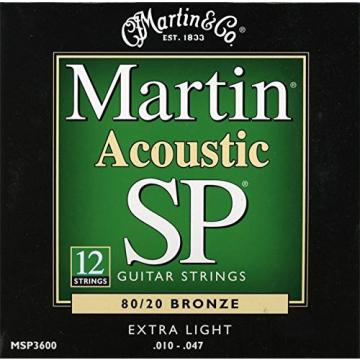 Martin MSP3600 SP 80/20 Bronze 12-String Acoustic Guitar Strings, Extra Light