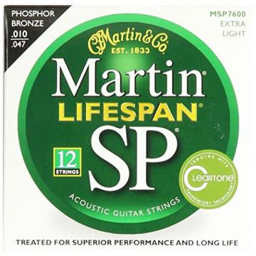 Martin MSP7600 SP Lifespan 92/8 Phosphor Bronze Acoustic String, Extra Light, 12-String