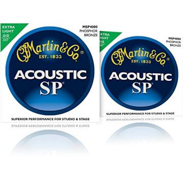 Martin MSP4000 SP Phosphor Bronze Extra Light Acoustic Guitar Strings (2 Pack)