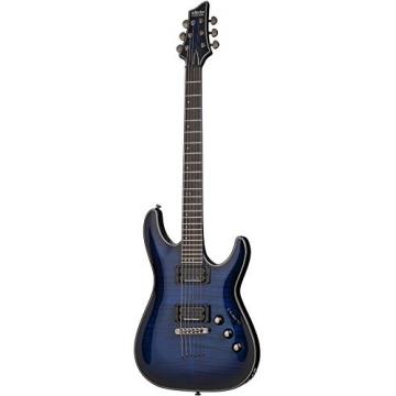 Schecter Blackjack Slim Line Series C-1 6-String Electric Guitar w/Case, See-Thru Blue Burst Bundle, w/Passive Pickups