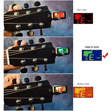 AROMA Mini Portable Chromatic Guitar Tuner Clip On Multi-angle Adjustable Ukulele Instrument Tuner for Guitar, Violin, Ukulele, Bass (AT-200D)