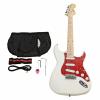 ST3 Pearl-shaped Pickguard Electric Guitar White with Bag Strap Tool Pick
