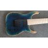 Custom Shop Black Machine 8 String Transparent Blue Maple Fretboard Guitar