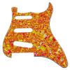 IKN Red/Yellow Stripe SSS Guitar Pick Guard Set Scratch Plate w/screw for Strat/Squier Style Guitar
