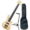 Schecter 6 String Stiletto Custom Electric Bass Natural w/DLX Gig Bag and Stand
