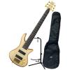 Schecter 6 String Stiletto Custom Electric Bass Natural w/DLX Gig Bag and Stand