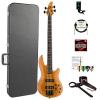 ESP LH1004SEBMHN-KIT-2 H Series 4-String Solid Burled Maple Top Electric Bass with Hard Case, Honey Natural