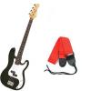 It&rsquo;s All About the Bass Pack - Black Kay Electric Bass Guitar Medium Scale w/Red Strap
