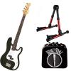 It&rsquo;s All About the Bass Pack - Black Kay Electric Bass Guitar Medium Scale w/Honey tone Mini Amp &amp; Red Guitar Stand