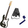 It&rsquo;s All About the Bass Pack - Black Kay Electric Bass Guitar Medium Scale w/Blue String Winder &amp; Black Strap