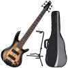 Ibanez GSR206SM 6-String Electric Bass (Natural Grey Burst) w/ Spalted Maple Top w/ Gig Bag and Stand