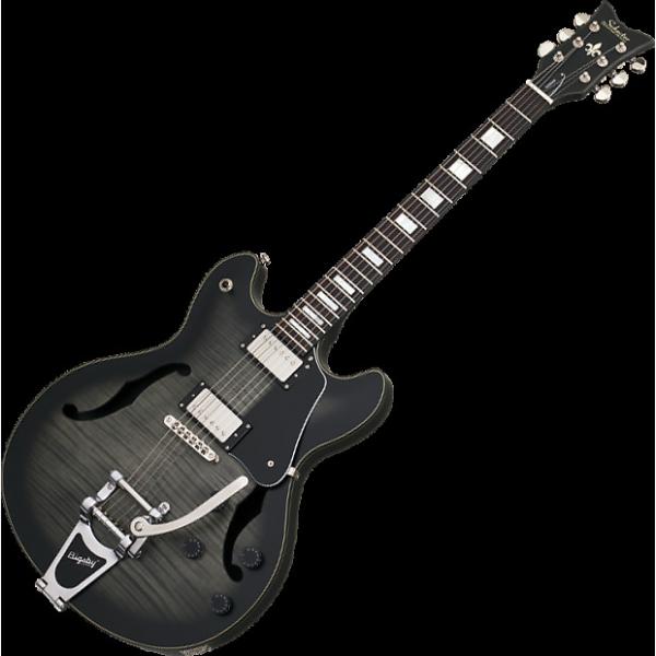 Custom Schecter Corsair Custom Semi-Hollow Electric Guitar in Charcoal Burst Pearl Finish