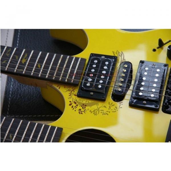 Custom Ibanez JEM 7V Yellow Double Neck Acoustic Electric 6 6 Strings Guitar