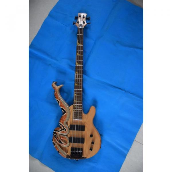 Custom 4 String Cobra Snake Hand Painted Electric Bass Carved Japan Parts