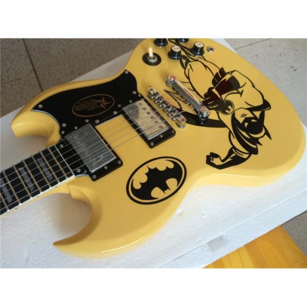 Custom SG Angus Young Batman Cream Finish Electric Guitar