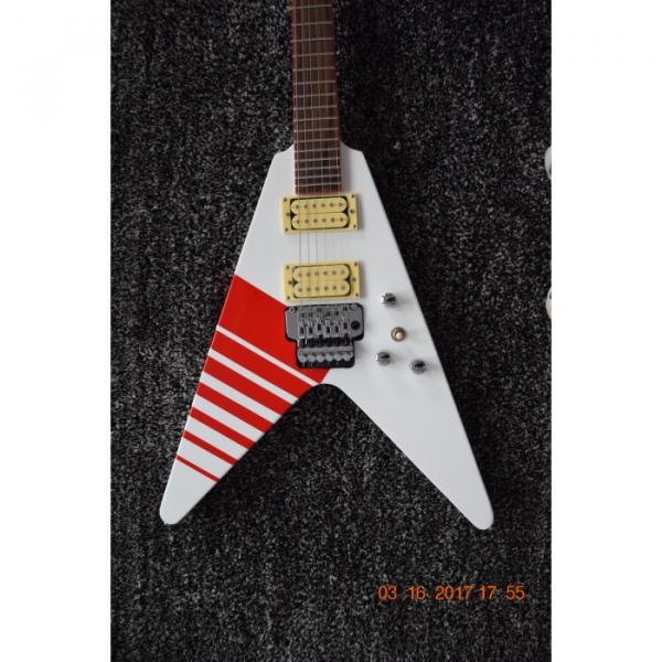 Custom Flying V Jackson White Stripe Red Electric Guitar