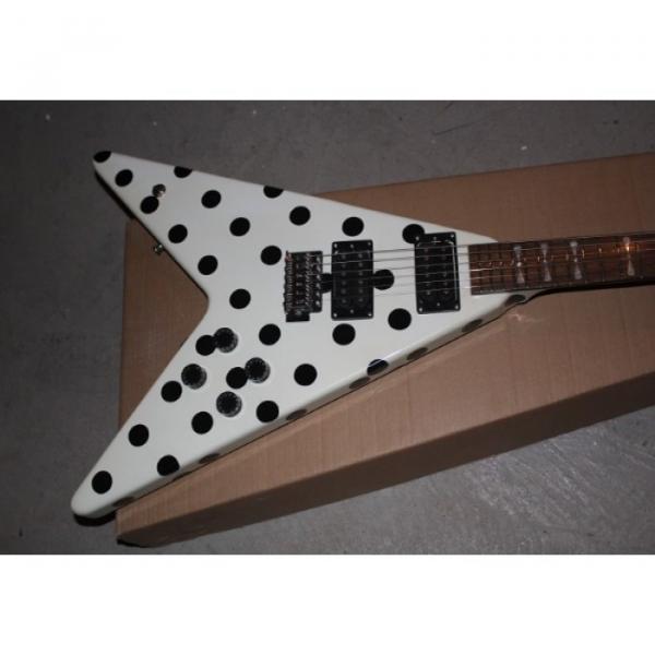 Custom GMW Polka Dot Flying V Electric Guitar Black and White Randy Rhoads