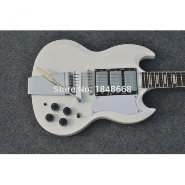 Custom 3 Pickups SG Angus Young White Electric Guitar Maestro Vibrola