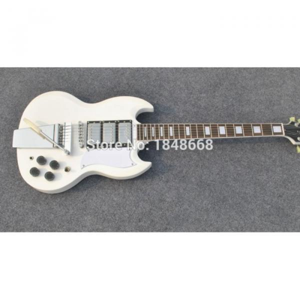 Custom 3 Pickups SG Angus Young White Electric Guitar Maestro Vibrola
