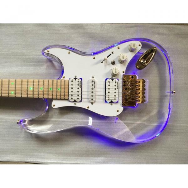 Crystal Blue Green Led Acrylic Stratocaster Electric Guitar