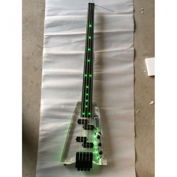 Custom Shop Green Led Acrylic Plexiglass Headless Electric Guitar