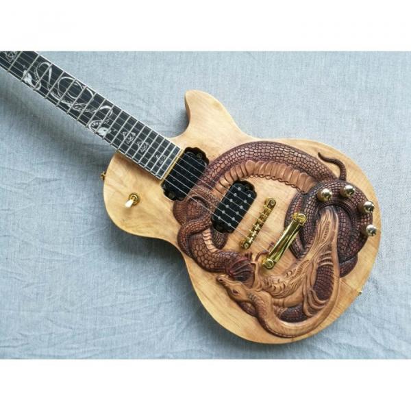 Custom Shop 6 String Dragon Carved Peach Core Electric Guitar Carvings