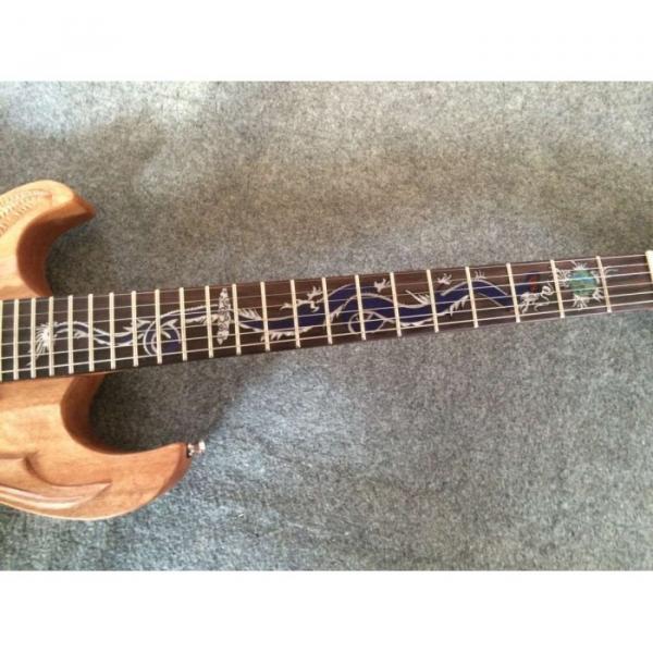Custom Shop 6 String Dragon Carved Natural Electric Guitar Carvings