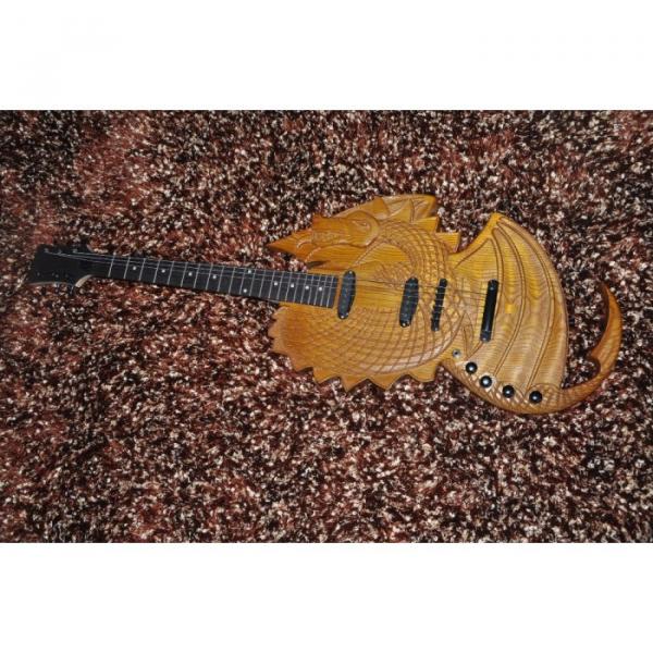 Custom Shop 6 String Dragon Ash Natural Electric Guitar Carvings