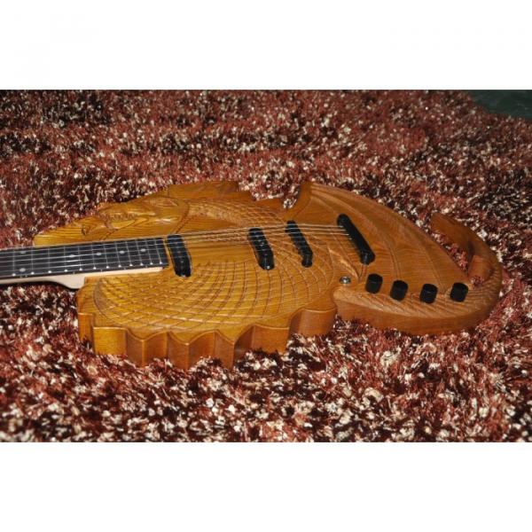 Custom Shop 6 String Dragon Ash Natural Electric Guitar Carvings