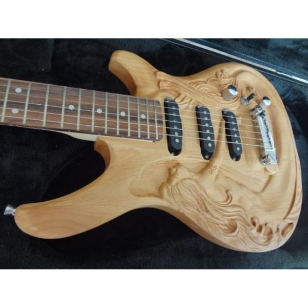 Custom Shop 6 String Mermaid Carved Natural Electric Guitar