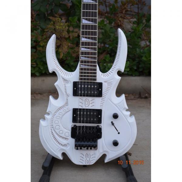 Custom Shop 6 String Hand Crafted Dragon Carved White Electric Guitar Carvings