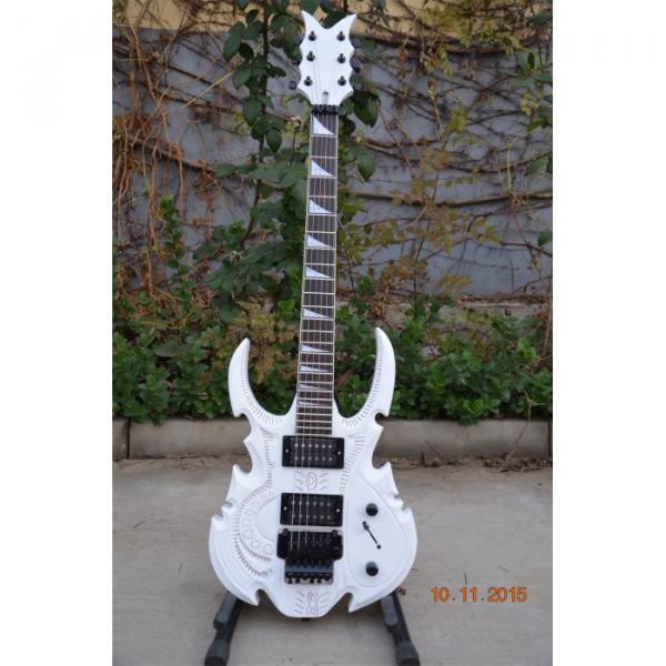 Custom Shop 6 String Hand Crafted Dragon Carved White Electric Guitar Carvings