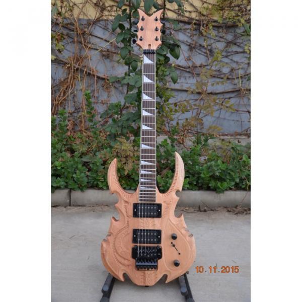 Custom Shop 6 String Hand Crafted Dragon Carved Natural Electric Guitar Carvings