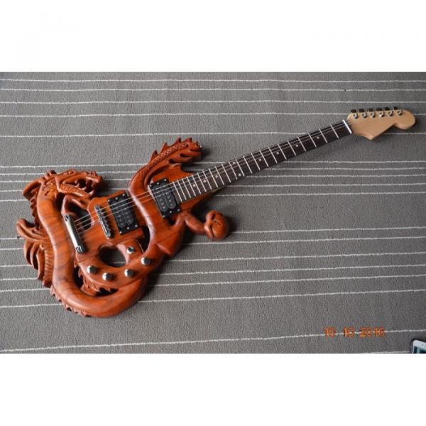 Custom Handmade 6 String Dragon Electric Guitar Carvings
